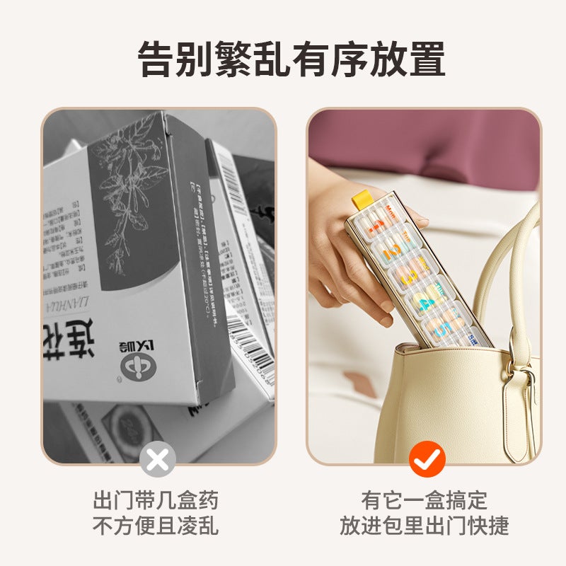 صندوق الأدوية المحمول لثلاث وجبات في اليوم صندوق تعبئة الأدوية المحمولة صندوق تذكير الأدوية لسبعة أيام في الأسبوع موزع الأدوية بسعة كبيرة - Image 5